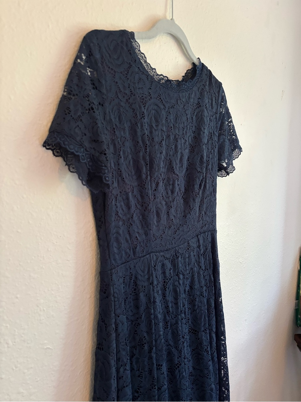 Women's Navy Lace Short-Sleeve Dress